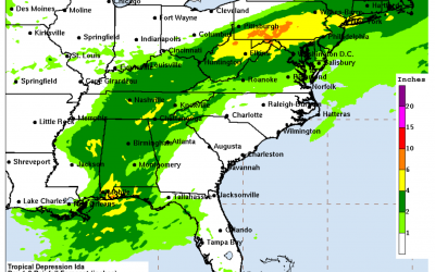 Week #15  Hurricane Season Series: Heavy RAIN – Remnants of Hurricane Ida moving from Louisiana to New England